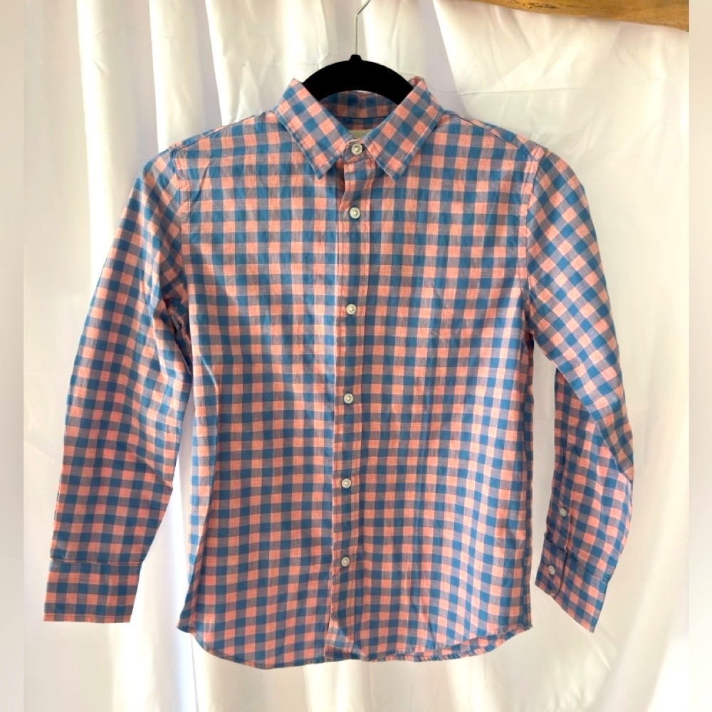Crewcuts Pink and Blue Checkered Kids Button-Down Shirt